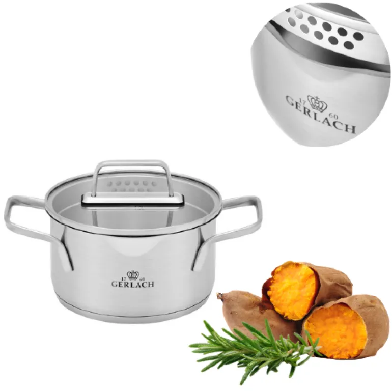 GERLACH AMBIENTE GARNEK 1,5 L Z POKRYWKĄ 16 cm / stal nierdzewna