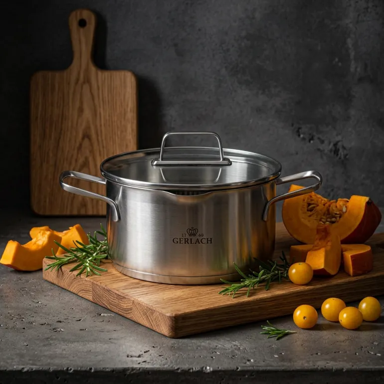 GERLACH AMBIENTE GARNEK 2,5 L Z POKRYWKĄ 20 cm / stal nierdzewna