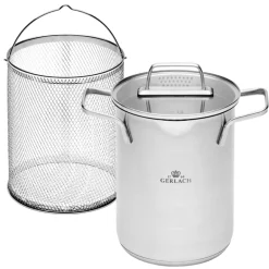 GERLACH AMBIENTE Garnek wysoki 4 l z sitkiem i pokrywką 16 cm / stal nierdzewna