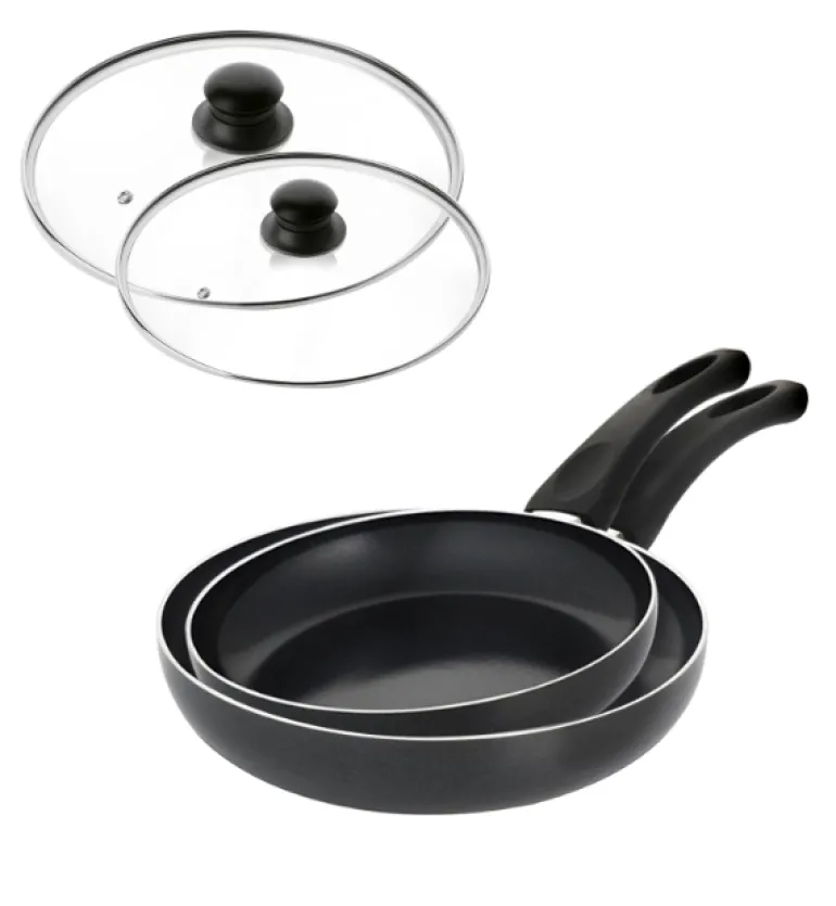 GERLACH AMBIENTE Komplet Garnki z pokrywkami 10 el + Patelnie Initial 24, 28 cm + pokrywki szklane / stal nierdzewna / indukcja