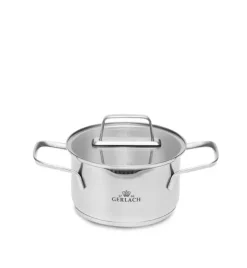 GERLACH AMBIENTE Komplet Garnki z pokrywkami 10 el + Patelnie Ambiente ThermoCoat 20, 24, 28 cm + patelnia naleśnikowa 26 cm / stal nierdzewna / indukcja