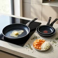 GERLACH AMBIENTE Komplet Garnki z pokrywkami 10 el + Patelnie Ambiente ThermoCoat 20, 24, 28 cm / stal nierdzewna / indukcja