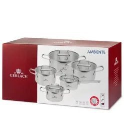 GERLACH AMBIENTE Komplet Garnki z pokrywkami 10 el / stal nierdzewna / indukcja