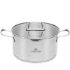 GERLACH AMBIENTE Komplet Garnki z pokrywkami 10 el + Patelnie Granitex 20, 28 cm +pokrywki uniwersalne / stal nierdzewna / indukcja