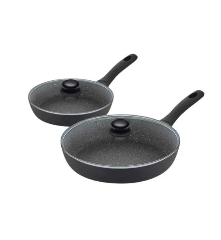 GERLACH AMBIENTE Komplet Garnki z pokrywkami 10 el + Patelnie Granitex 20, 28 cm +pokrywki uniwersalne / stal nierdzewna / indukcja