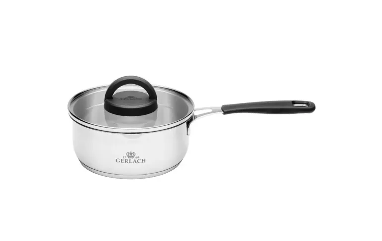 GERLACH AMBIENTE PLUS Komplet Garnki z pokrywkami 10 el - stal nierdzewna 18/10 + Patelnia Gerlach Ambiente ThermoCoat 20, 24, 28 cm + Patelnia naleśnikowa 26 cm