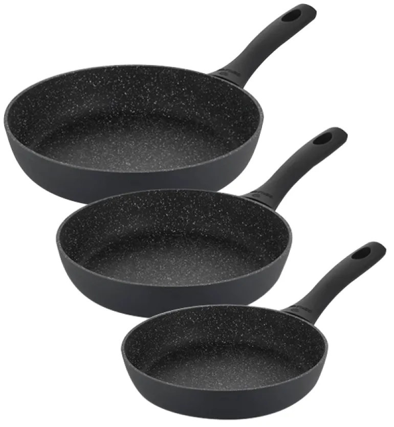 GERLACH AMBIENTE PLUS Komplet Garnki z pokrywkami 10 el - stal nierdzewna 18/10 + Patelnia Granitex 20, 24, 28 cm + Patelnia naleśnikowa 26 cm