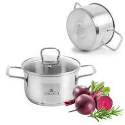 GERLACH BRAVA GARNEK 1,5 L Z POKRYWKĄ 16 cm / stal nierdzewna