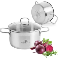 GERLACH BRAVA GARNEK 2,5 L Z POKRYWKĄ 20 cm / stal nierdzewna