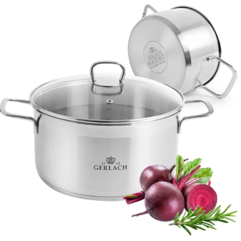 GERLACH BRAVA GARNEK 5,0 L Z POKRYWKĄ 24 cm / stal nierdzewna