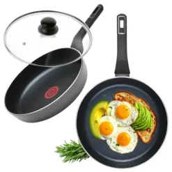 GERLACH BRAVA Komplet Garnki z pokrywkami 8 el + patelnie Gerlach Ambiente 20, 24, 28 cm + pokrywki szklane