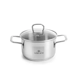 GERLACH BRAVA Komplet Garnki z pokrywkami 8 el + patelnie Gerlach Granitex 20, 24, 28 cm + pokrywki szklane