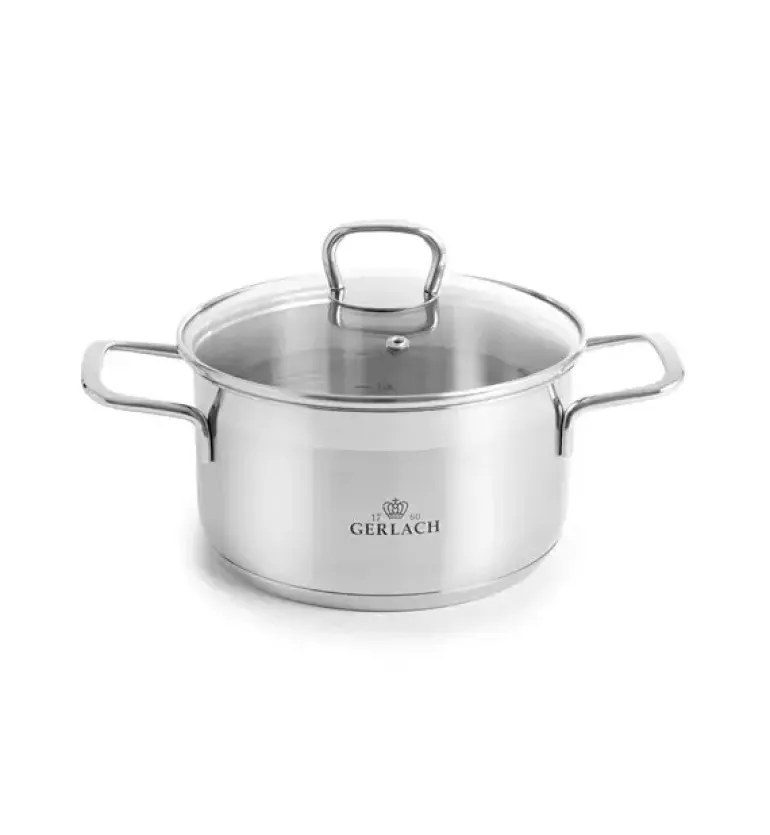 GERLACH BRAVA Komplet Garnki z pokrywkami 8 el + patelnie Gerlach Granitex 20, 24, 28 cm + patelnia naleśnikowa 26 cm+ Brytfanna 32 cm