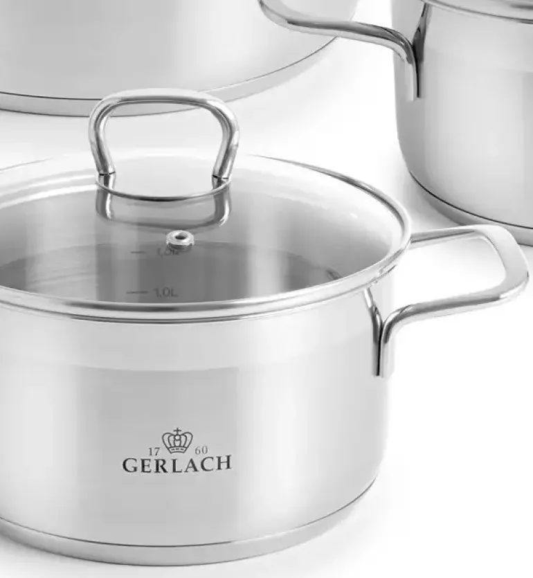 GERLACH BRAVA Komplet Garnki z pokrywkami 8 el + garnek 7 l Gerlach Ambiente