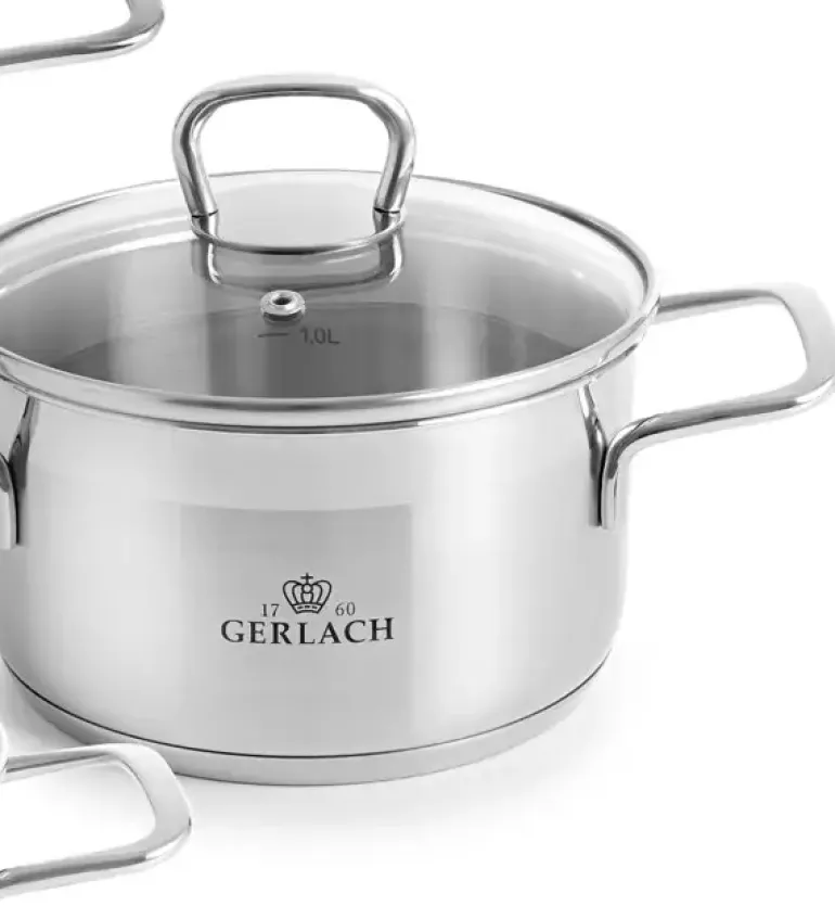 GERLACH BRAVA Komplet Garnki z pokrywkami 8 el + garnek 7 l Gerlach Ambiente