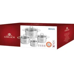 GERLACH BRAVA Komplet Garnki z pokrywkami 8 el + garnek 7 l Gerlach Ambiente