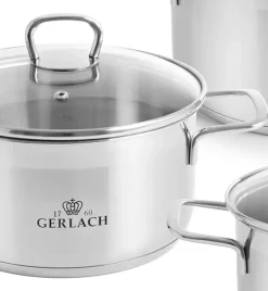 GERLACH BRAVA Komplet Garnki z pokrywkami 8 el + Brytfanna 32 cm z pokrywką Gerlach Granitex / powłoka ILAG Granitec®