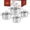 GERLACH BRAVA Komplet Garnki z pokrywkami 8 el + garnek 7 l + 10 l Gerlach Ambiente