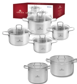 GERLACH BRAVA Komplet Garnki z pokrywkami 8 el + garnek 7 l + 10 l Gerlach Ambiente