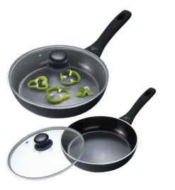 GERLACH CONTRAST PROCOAT Komplet patelni 20, 28 cm z powłoką ceramiczną non-stick + pokrywki uniwersalne