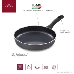 GERLACH CONTRAST PROCOAT Patelnia głęboka 28 cm z powłoką ceramiczną XERA DUR non-stick + pokrywka silikonowa