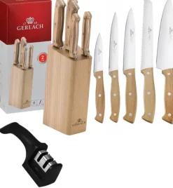 GERLACH COUNTRY Komplet 5 noży w bloku+ ostrzałka 2w1