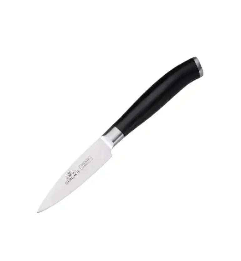 GERLACH DECO BLACK Komplet 5 noży w bloku + Natur Tasak do ziół z deską + Deska Natur 30 x 24 cm