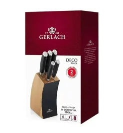 GERLACH DECO BLACK Komplet 5 noży w bloku / 6 el / stal nierdzewna