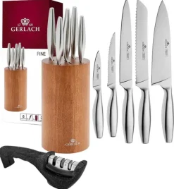 GERLACH FINE Komplet 5 noży w bloku + ostrzałka 3w1 Gerlach Granitex