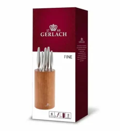 GERLACH FINE Komplet 5 noży w bloku + deska dębowa + nożyce do drobiu
