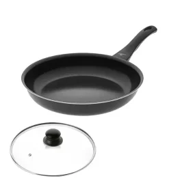 GERLACH FIRST Patelnia 28 cm + pokrywka uniwersalna szklana 28 cm | dwuwarstwowa powłoka ceramiczna