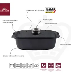 GERLACH GRANITEX Brytfanna 32 cm z pokrywką / 2 elementy / powłoka ILAG Xera Dur / indukcja