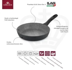 GERLACH GRANITEX GREY Patelnia z powłoką ceramiczną ILAG Xera Dur 2® 24 cm + pokrywka PSU / aluminium