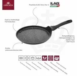 GERLACH GRANITEX Komplet 2 garnki + rondel + 3 patelnie + naleśnikowa / indukcja