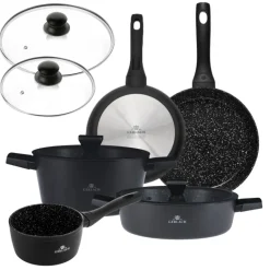 GERLACH GRANITEX Komplet 2 garnki + rondel + 2 patelnie z pokrywkami uni / indukcja