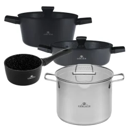 GERLACH GRANITEX Komplet 2 garnki z pokrywkami + rondel + garnek 7 L / indukcja