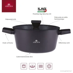 GERLACH GRANITEX Komplet garnki 24, 28 cm powłoka ILAG XERA DUR 2 / indukcja