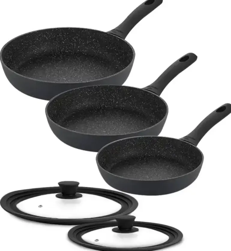 GERLACH GRANITEX Komplet patelni 20, 24, 28 cm z powłoką ceramiczną ILAG® Non-Stick + pokrywki