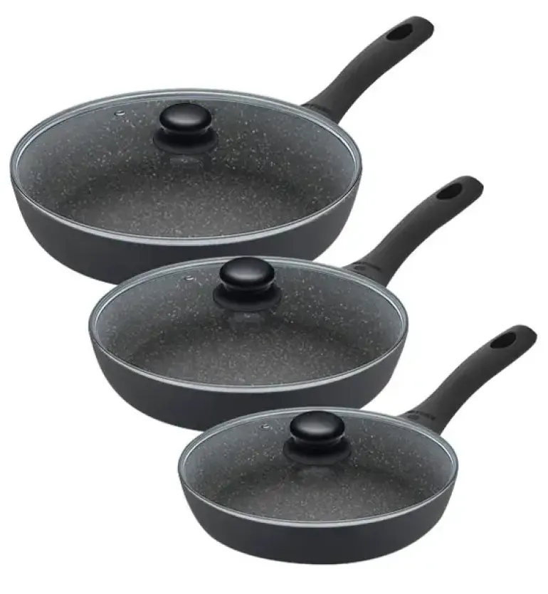 GERLACH GRANITEX Zestaw patelni z powłoką ceramiczną ILAG XERA DUR 2, 20, 24, 28 cm z pokrywkami / 6 elementów / aluminium