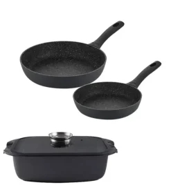 GERLACH GRANITEX Zestaw patelni z powłoką ceramiczną ILAG Granitec® 20, 28 cm + Brytfanna 32 cm z pokrywką / aluminium