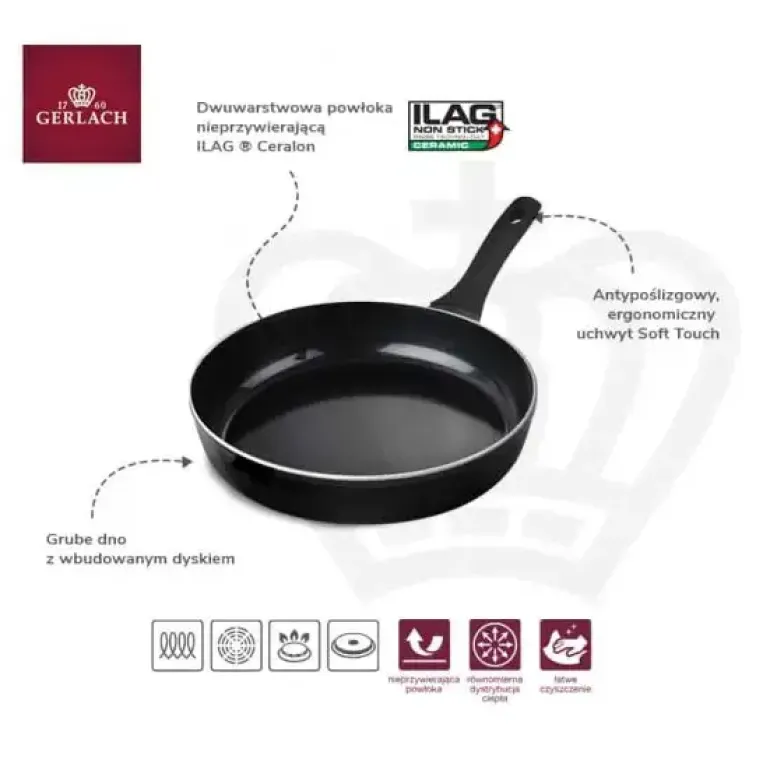 GERLACH HARMONY CLASSIC Patelnia 20 cm / powłoka ceramiczna ILAG Ceralon / indukcja