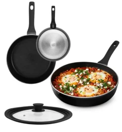 GERLACH HARMONY CLASSIC Patelnia 24 cm z pokrywką silikonową 24/26/28 cm / powłoka ceramiczna ILAG / 2 elementy