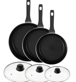 GERLACH HARMONY CLASSIC Zestaw patelni z powłoką ceramiczną ILAG 20, 24, 28 cm z pokrywkami / 6 elementów