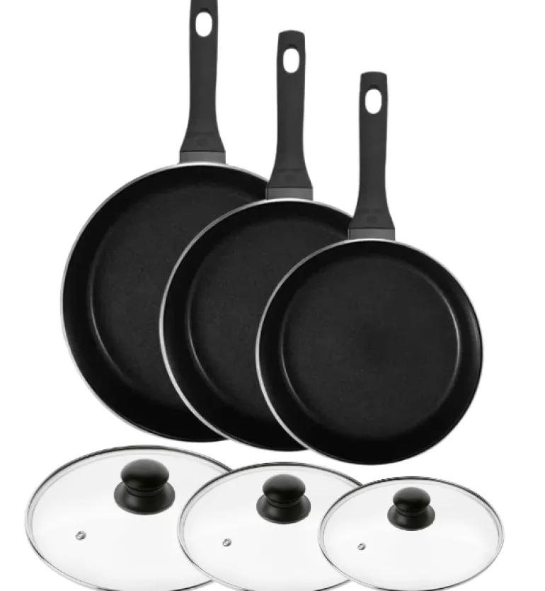 GERLACH HARMONY CLASSIC Zestaw patelni z powłoką ceramiczną ILAG 20, 24, 28 cm z pokrywkami / 6 elementów