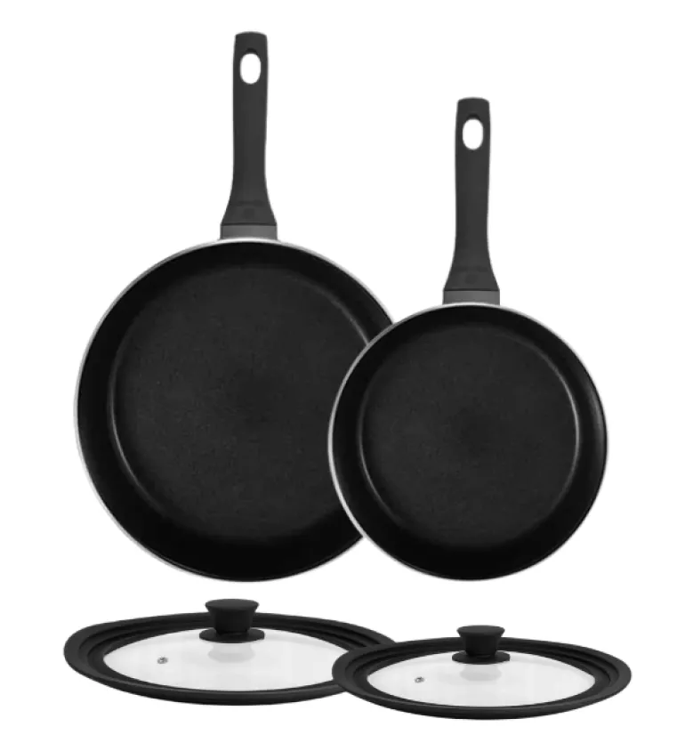 GERLACH HARMONY CLASSIC Zestaw patelni z powłoką ceramiczną ILAG 20, 28 cm z pokrywkami silikonowymi / 4 elementy