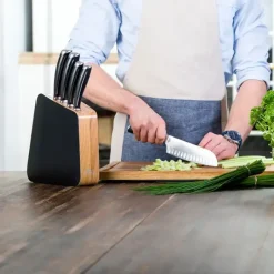 GERLACH LOFT Komplet 5 noży w bloku + nożyce do drobiu + deska dębowa