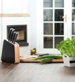 GERLACH LOFT Komplet 5 noży w bloku + Gerlach Natur Tasak do ziół z deską
