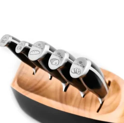 GERLACH LOFT Komplet 5 noży w bloku + ostrzałka 2w1 + nożyce do drobiu + deska dębowa