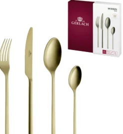 GERLACH MODERN GOLD Sztućce Komplet 24 el pudełko / 6 osób / mat / złote sztućce