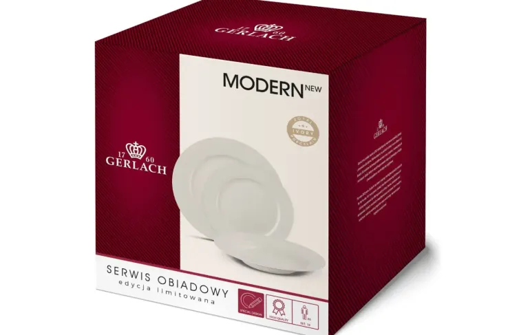 GERLACH MODERN IVORY Komplet serwis obiadowy 6 os 18 el / porcelana